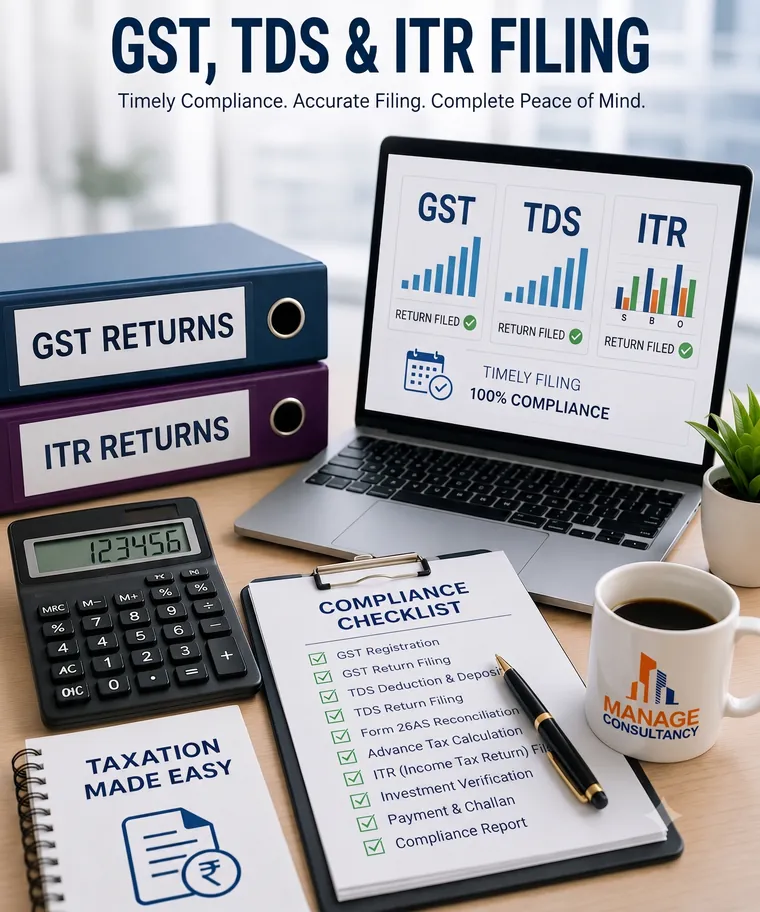 GST, TDS and income tax return filing